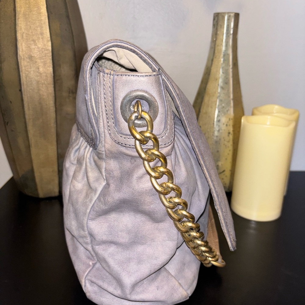 Tory Burch Distressed Gray Leather Shoulder Bag - Picture 2 of 10